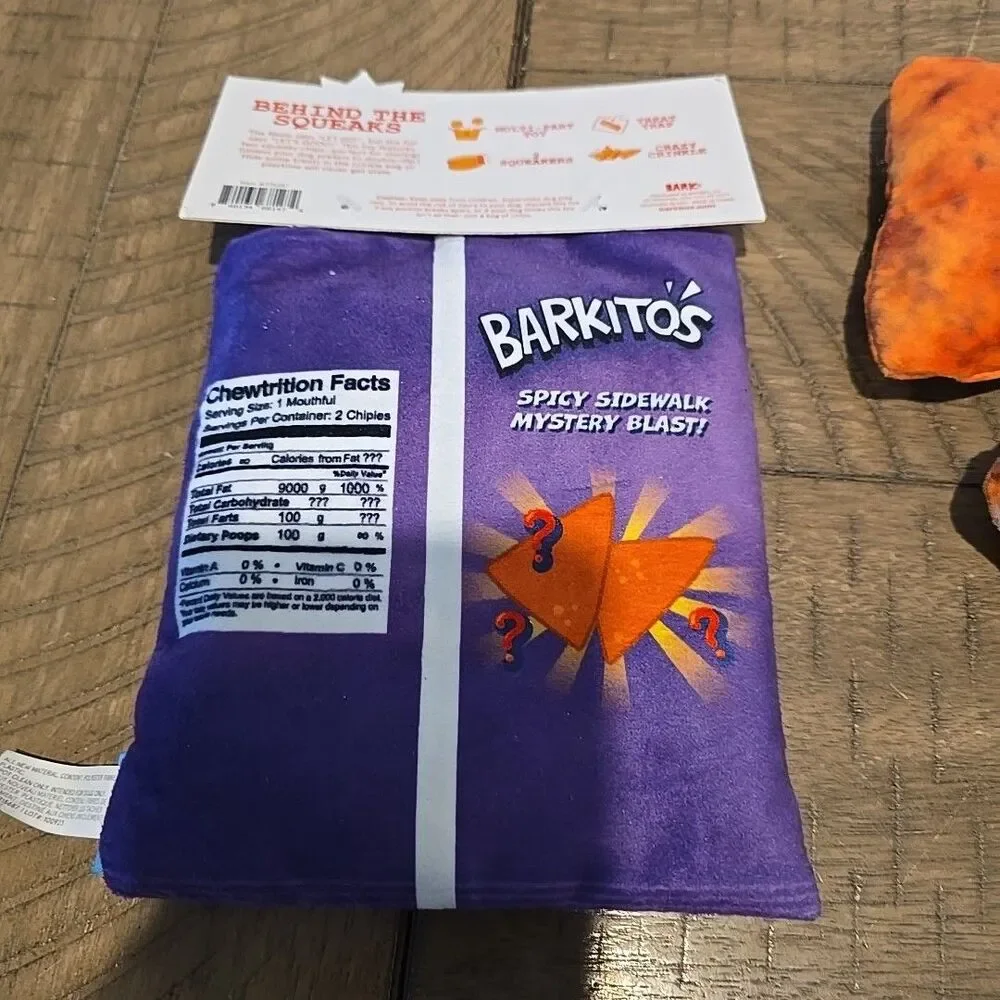 Bark Box Spicy Sidewalk Barkitos Doritos Plush Multi-Part Sz M Dog Toy